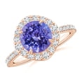 thumbnail image 1 of ANGARA Natural Vintage Style Claw-Set Round 1.8 ct Tanzanite Halo Ring in 14K Rose Gold for Women (Size-8mm) | December Birthstone, Anniversary, Jewelry Gift for Women | Natural Tanzanite Ring, 1 of 8