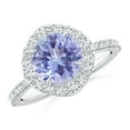 thumbnail image 1 of ANGARA Natural Vintage Style Claw-Set Round 1.8 ct Tanzanite Halo Ring in 14K White Gold for Women (Size-8mm) | December Birthstone, Anniversary, Jewelry Gift for Women | Natural Tanzanite Ring, 1 of 4