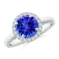 thumbnail image 1 of ANGARA Natural Round 1.8 ct Tanzanite Cathedral Ring with Diamond Halo in 14K White Gold for Women (Size-8mm) | December Birthstone, Anniversary, Jewelry Gift for Women | Natural Tanzanite Ring, 1 of 10
