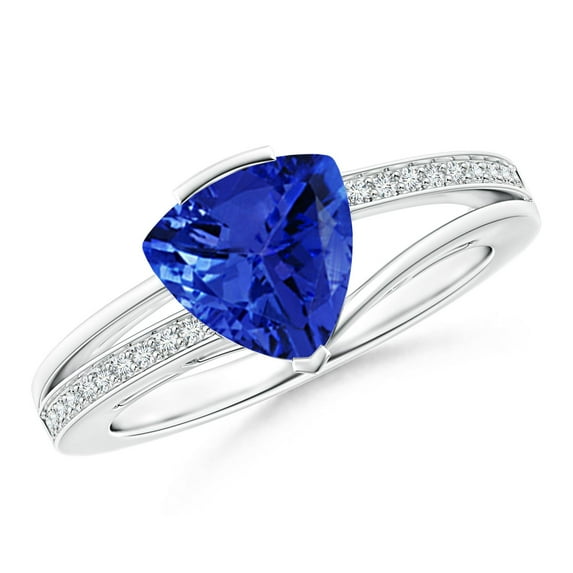 ANGARA Natural Split Shank Trillion 1.8 ct Tanzanite Engagement Ring in 14K White Gold for Women (Size-8mm) | December Birthstone, Anniversary, Jewelry Gift for Women | Natural Tanzanite Ring