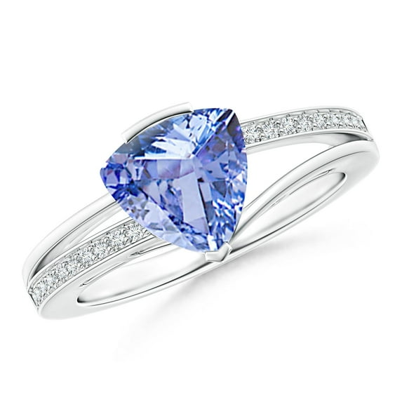 ANGARA Natural Split Shank Trillion 1.8 ct Tanzanite Engagement Ring in 14K White Gold for Women (Size-8mm) | December Birthstone, Anniversary, Jewelry Gift for Women | Natural Tanzanite Ring