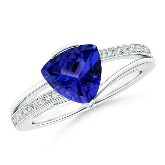 ANGARA Natural Split Shank Trillion 1.8 ct Tanzanite Engagement Ring in 14K White Gold for Women (Size-8mm) | December Birthstone, Anniversary, Jewelry Gift for Women | Natural Tanzanite Ring