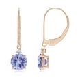 thumbnail image 1 of ANGARA Natural 1.8 ct Tanzanite and Diamond Leverback Drop Earrings in 14K Rose Gold for Women (Size-6mm) | December Birthstone, Anniversary, Jewelry Gift for Women | Natural Tanzanite Earrings, 1 of 6