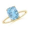 thumbnail image 1 of ANGARA Natural Prong-Set Cushion 1.85 ct Aquamarine Solitaire Ring in 14K Yellow Gold for Women (Size-9x7mm) | March Birthstone, Anniversary, Jewelry Gift for Women | Natural Aquamarine Ring, 1 of 9