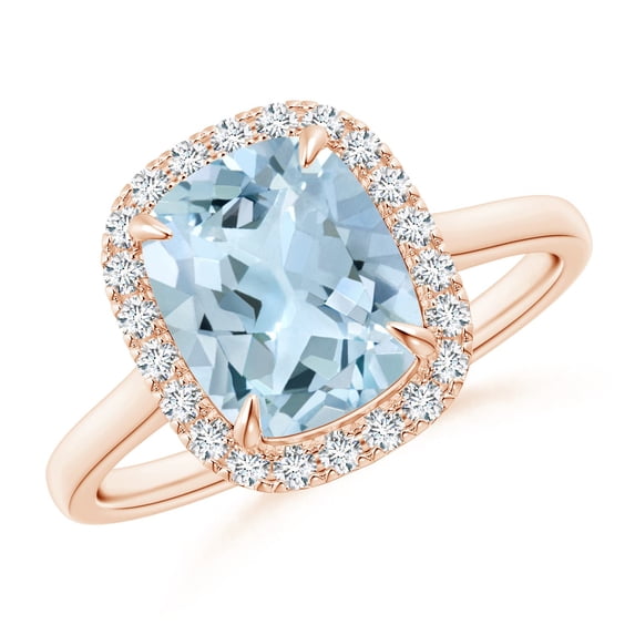 ANGARA Natural Rectangular 1.85 ct Aquamarine Cathedral Style Cocktail Ring in 14K Rose Gold for Women (Size-9x7mm) | March Birthstone, Anniversary, Jewelry Gift for Women | Natural Aquamarine Ring