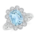 thumbnail image 1 of Angara Natural 1.85 Ct. Aquamarine with Diamond Halo Ring in 14K White Gold for Women (Ring Size: 3.5), 1 of 8