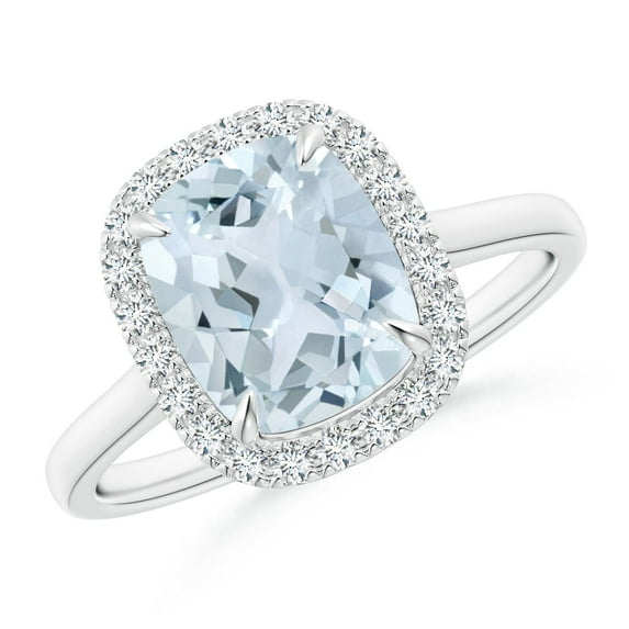 ANGARA Natural Rectangular 1.85 ct Aquamarine Cathedral Style Cocktail Ring in 14K White Gold for Women (Size-9x7mm) | March Birthstone, Anniversary, Jewelry Gift for Women | Natural Aquamarine Ring