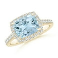 thumbnail image 1 of Angara Natural 1.85 Ct. Aquamarine with Diamond Halo Ring in 14K Yellow Gold for Women (Ring Size: 3.5), 1 of 10