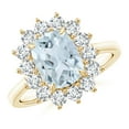 thumbnail image 1 of Angara Natural 1.85 Ct. Aquamarine with Diamond Halo Ring in 14K Yellow Gold for Women (Ring Size: 3.5), 1 of 10