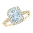 thumbnail image 1 of Angara Natural 1.85 Ct. Aquamarine with Diamond Halo Ring in 14K Yellow Gold for Women (Ring Size: 3), 1 of 9