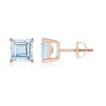 thumbnail image 1 of ANGARA Natural Classic Basket-Set Square 1.9 ct Aquamarine Stud Earrings in 14K Rose Gold for Women (Size-6mm) | March Birthstone, Anniversary, Jewelry Gift for Women | Natural Aquamarine Earrings, 1 of 7