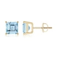 thumbnail image 1 of ANGARA Natural Classic Basket-Set Square 1.9 ct Aquamarine Stud Earrings in 14K Yellow Gold for Women (Size-6mm) | March Birthstone, Anniversary, Jewelry Gift for Women | Natural Aquamarine Earrings, 1 of 7