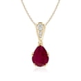 thumbnail image 1 of ANGARA Natural Vintage Style Pear 1.9 ct Ruby Drop Pendant with Diamonds in 14K Yellow Gold for Women (Size-9x7mm) | July Birthstone, Anniversary, Jewelry Gift for Women | Natural Ruby Necklace, 1 of 8