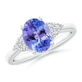 thumbnail image 1 of ANGARA Natural Solitaire Oval 1.9 ct Tanzanite and Diamond Promise Ring in 14K White Gold for Women (Size-9x7mm) | December Birthstone, Anniversary, Jewelry Gift for Women | Natural Tanzanite Ring, 1 of 9