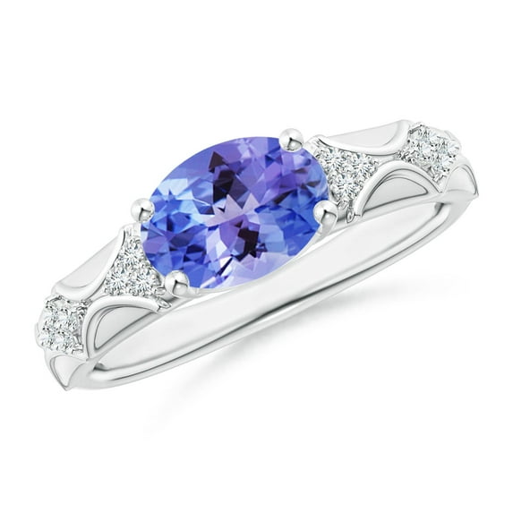 Angara Natural 1.9 Ct. Tanzanite with Diamond Classic Ring in 14K White Gold for Women (Ring Size: 11.5)