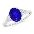 thumbnail image 1 of ANGARA Natural Solitaire Oval 1.9 ct Tanzanite and Diamond Promise Ring in 14K White Gold for Women (Size-9x7mm) | December Birthstone, Anniversary, Jewelry Gift for Women | Natural Tanzanite Ring, 1 of 9