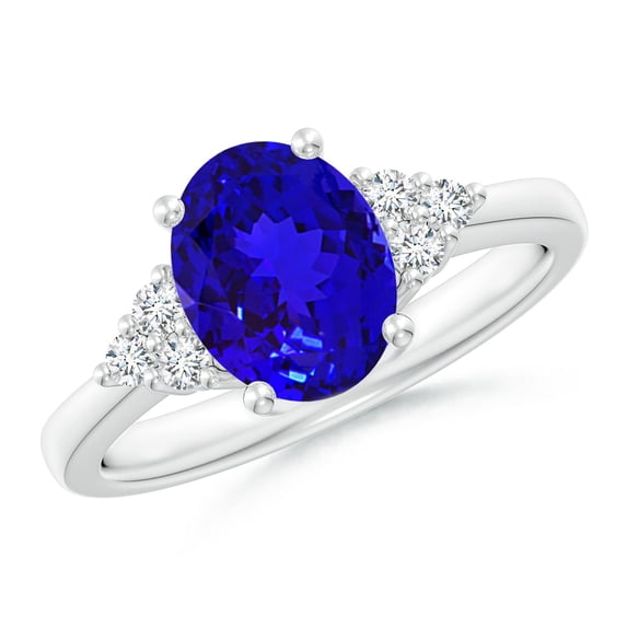 ANGARA Natural Solitaire Oval 1.9 ct Tanzanite and Diamond Promise Ring in 14K White Gold for Women (Size-9x7mm) | December Birthstone, Anniversary, Jewelry Gift for Women | Natural Tanzanite Ring