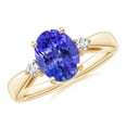 thumbnail image 1 of ANGARA Natural Tapered Shank 1.9 ct Tanzanite Ring with Diamond Accents in 14K Yellow Gold for Women (Size-9x7mm) | December Birthstone, Anniversary, Jewelry Gift for Women | Natural Tanzanite Ring, 1 of 8