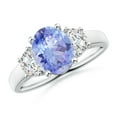 thumbnail image 1 of ANGARA Natural Three Stone 1.9 ct Tanzanite & Half Moon Diamond Ring in 925 Sterling Silver for Women (Size-9x7mm) | December Birthstone, Anniversary, Jewelry Gift for Women | Natural Tanzanite Ring, 1 of 9