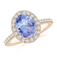 thumbnail image 1 of ANGARA Natural Oval 1.9 ct Tanzanite Halo Ring with Diamond Accents in 14K Rose Gold for Women (Size-9x7mm) | December Birthstone, Anniversary, Jewelry Gift for Women | Natural Tanzanite Ring, 1 of 9