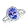 thumbnail image 1 of ANGARA Natural Oval 1.9 ct Tanzanite Split Shank Halo Ring in 14K White Gold for Women (Size-9x7mm) | December Birthstone, Birthday, Anniversary, Jewelry Gift for Women | Natural Tanzanite Ring, 1 of 4