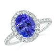 thumbnail image 1 of ANGARA Natural Oval 1.9 ct Tanzanite Halo Ring with Diamond Accents in 14K White Gold for Women (Size-9x7mm) | December Birthstone, Anniversary, Jewelry Gift for Women | Natural Tanzanite Ring, 1 of 9