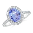 thumbnail image 1 of ANGARA Natural Oval 1.9 ct Tanzanite Halo Ring with Diamond Accents in 14K White Gold for Women (Size-9x7mm) | December Birthstone, Anniversary, Jewelry Gift for Women | Natural Tanzanite Ring, 1 of 9