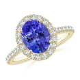thumbnail image 1 of ANGARA Natural Oval 1.9 ct Tanzanite Halo Ring with Diamond Accents in 14K Yellow Gold for Women (Size-9x7mm) | December Birthstone, Anniversary, Jewelry Gift for Women | Natural Tanzanite Ring, 1 of 9