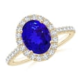 thumbnail image 1 of ANGARA Natural Oval 1.9 ct Tanzanite Halo Ring with Diamond Accents in 14K Yellow Gold for Women (Size-9x7mm) | December Birthstone, Anniversary, Jewelry Gift for Women | Natural Tanzanite Ring, 1 of 9