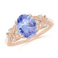 thumbnail image 1 of ANGARA Natural Vintage Style Oval 1.9 ct Tanzanite Ring with Diamonds in 14K Rose Gold for Women (Size-9x7mm) | December Birthstone, Anniversary, Jewelry Gift for Women | Natural Tanzanite Ring, 1 of 9
