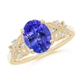 thumbnail image 1 of ANGARA Natural Vintage Style Oval 1.9 ct Tanzanite Ring with Diamonds in 14K Yellow Gold for Women (Size-9x7mm) | December Birthstone, Anniversary, Jewelry Gift for Women | Natural Tanzanite Ring, 1 of 9