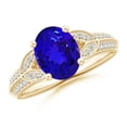 thumbnail image 1 of ANGARA Natural Oval 1.9 ct Tanzanite Solitaire Ring with Pave Diamonds in 14K Yellow Gold for Women (Size-9x7mm) | December Birthstone, Anniversary, Jewelry Gift for Women | Natural Tanzanite Ring, 1 of 7