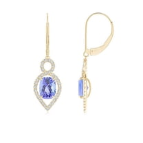ANGARA Natural 1.9 ct Tanzanite Infinity Drop Earrings with Diamonds in 14K Yellow Gold for Women (Size-7x5mm) | December Birthstone, Anniversary, Jewelry Gift for Women | Natural Tanzanite Earrings