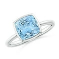 thumbnail image 1 of ANGARA Natural Bezel-Set Solitaire Cushion 1.95 ct Aquamarine Ring in 14K White Gold for Women (Size-8mm) | March Birthstone, Birthday, Anniversary, Jewelry Gift for Women | Natural Aquamarine Ring, 1 of 8