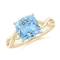thumbnail image 1 of ANGARA Natural Claw-Set Cushion 1.95 ct Aquamarine Solitaire Engagement Ring in 14K Yellow Gold for Women (Size-8mm) | March Birthstone, Anniversary, Jewelry Gift for Women | Natural Aquamarine Ring, 1 of 9