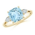 thumbnail image 1 of Angara Natural 1.95 Ct. Aquamarine with Diamond Classic Ring in 14K Yellow Gold for Women (Ring Size: 12), 1 of 10