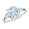 thumbnail image 1 of ANGARA Natural Cushion 1.95 ct Aquamarine & Diamond Engagement Ring in 925 Sterling Silver for Women (Size-8mm) | March Birthstone, Anniversary, Jewelry Gift for Women | Natural Aquamarine Ring, 1 of 9