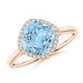 thumbnail image 1 of Angara Natural 1.95 Ct. Aquamarine with Diamond Halo Ring in 14K Rose Gold for Women (Ring Size: 3.5), 1 of 9
