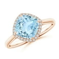 thumbnail image 1 of ANGARA Natural Claw-Set Cushion 1.95 ct Aquamarine Engagement Ring with Halo in 14K Rose Gold for Women (Size-8mm) | March Birthstone, Anniversary, Jewelry Gift for Women | Natural Aquamarine Ring, 1 of 7