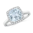 thumbnail image 1 of ANGARA Natural Classic Cushion 1.95 ct Aquamarine Halo Engagement Ring in 14K White Gold for Women (Size-8mm) | March Birthstone, Anniversary, Jewelry Gift for Women | Natural Aquamarine Ring, 1 of 9