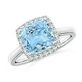 thumbnail image 1 of ANGARA Natural Classic Cushion 1.95 ct Aquamarine Halo Engagement Ring in 14K White Gold for Women (Size-8mm) | March Birthstone, Anniversary, Jewelry Gift for Women | Natural Aquamarine Ring, 1 of 8