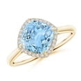 thumbnail image 1 of ANGARA Natural Claw-Set Cushion 1.95 ct Aquamarine Engagement Ring with Halo in 14K Yellow Gold for Women (Size-8mm) | March Birthstone, Anniversary, Jewelry Gift for Women | Natural Aquamarine Ring, 1 of 9
