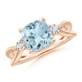 thumbnail image 1 of ANGARA Natural Cushion 1.95 ct Aquamarine Split Shank Ring with Rope Detailing in 14K Rose Gold for Women (Size-8mm) | March Birthstone, Anniversary, Jewelry Gift for Women | Natural Aquamarine Ring, 1 of 9