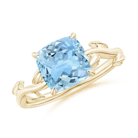 Angara Natural 1.95 Ct. Aquamarine with Diamond Solitaire Ring in 14K Yellow Gold for Women (Ring Size: 11.5)