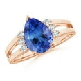 thumbnail image 1 of ANGARA Natural Pear 1.95 ct Tanzanite Ring with Triple Diamond Accents in 14K Rose Gold for Women (Size-10x7mm) | December Birthstone, Anniversary, Jewelry Gift for Women | Natural Tanzanite Ring, 1 of 8