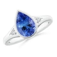 thumbnail image 1 of ANGARA Natural Bezel-Set Pear-Shaped 1.95 ct Tanzanite Ring with Diamonds in 14K White Gold for Women (Size-10x7mm) | December Birthstone, Anniversary, Jewelry Gift for Women | Natural Tanzanite Ring, 1 of 10