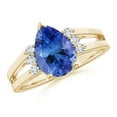 thumbnail image 1 of ANGARA Natural Pear 1.95 ct Tanzanite Ring with Triple Diamond Accents in 14K Yellow Gold for Women (Size-10x7mm) | December Birthstone, Anniversary, Jewelry Gift for Women | Natural Tanzanite Ring, 1 of 9