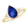 thumbnail image 1 of ANGARA Natural Pear-Shaped 1.95 ct Tanzanite Ring with Diamonds in 14K Yellow & Rose Gold for Women (Size-10x7mm) | December Birthstone, Anniversary, Jewelry Gift for Women | Natural Tanzanite Ring, 1 of 10
