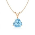 thumbnail image 1 of ANGARA Natural Claw-Set Trillion 1 ct Aquamarine V-Bale Pendant in 14K Rose Gold for Women (Size-7mm) | March Birthstone, Birthday, Anniversary, Jewelry Gift for Women | Natural Aquamarine Necklace, 1 of 8
