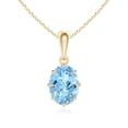 thumbnail image 1 of ANGARA Natural Eight Prong-Set Oval 1 ct Aquamarine Pendant in 14K Yellow Gold for Women (Size-8x6mm) | March Birthstone, Birthday, Anniversary, Jewelry Gift for Women | Natural Aquamarine Necklace, 1 of 8